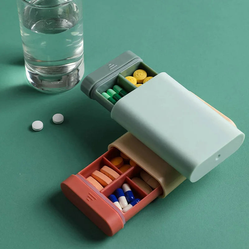 New Mini Small Portable Travel Vitamin Box Pill Cases 7 Days 6 Grids Travel Vitamin Box Pill Cases Container Organizer Storage